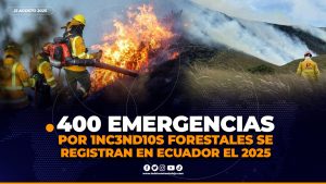 Más de 400 emergencias por 1nc3nd10s forestales se registran en Ecuador en este 2025.
