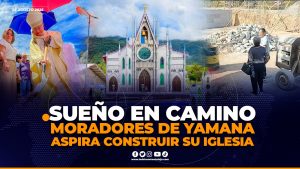 Habitantes de la parroquia Yamana construyen la iglesia La Dolorosa.
