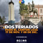 Loja vivirá dos feriados antes de Navidad.