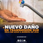 Nuevo daño en transmisión sur deja sin agua a varios barrios de Loja