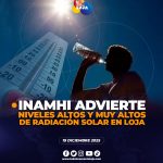 INAMHI ADVIERTE SOBRE RADIACIÓN SOLAR EN LOJA