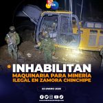 Ejército Ecuatoriano neutralizó maquinaria utilizada para minería ilegal.