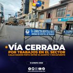Cierre vial por trabajos de reparación en casco céntrico de Loja.