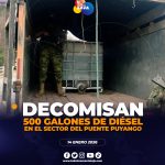 Personal militar logró decomisar 500 galones de diésel en el sector del puente Puyango.
