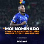 Moisés Caicedo ha sido nominado a los London Football Awards 2026 como ‘Mejor futbolista del año’