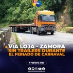 Vía Loja – Zamora sin trailers durante feriado de carnaval