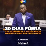Legislador Cuero, sancionado con 30 días sin remuneración.