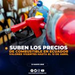 Precio de combustibles suben en Ecuador