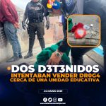 Dos sujetos detenidos por intentar vender dr0g4 cerca a una unidad educativa en Loja.