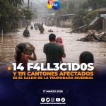 14 f4ll3c1d0s y alrededor de 191 cantones afectados por temporada invernal.
