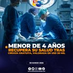 Infante logró recuperar su salud tras una compleja cirugía gratuita en Manabí.