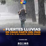 Fuertes lluvias hasta el 13 de marzo según INAMHI