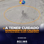 Hundimiento de calzada en Loja (calle Brasil)