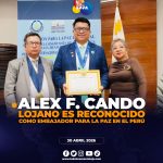 Lojano Alex Fernández Cando es reconocido como Embajador para la Paz en el Congreso del Perú