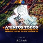 SRI aclara que más de 60 alimentos en Ecuador deben venderse con IVA del 15%