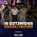 Operativo deja 16 detenidos por presunta red de tráfico de hidrocarburos en Ecuador, esto involucra a varios policías y militares.