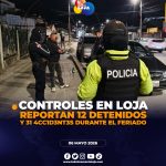 UCOT reporta 12 detenidos y 31 accidentes durante el feriado en Loja
