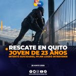 Policía evita tragedia y rescata a joven en Quito