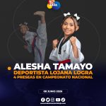 Alesha Tamayo conquista cuatro medallas y representará a Loja en el Panamericano de Taekwondo.