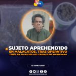 Policía aprehende a un ciudadano y decomisa más de 400 gramos de marihuana en Malacatos.