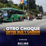 Accidente de tránsito entre bus urbano y camión cerca del redondel de Consacola.