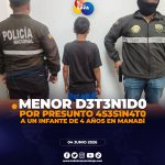 Policía identifica a menor de edad como presunto responsable de la muerte de una niña de 4 años.