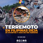 Terremoto de magnitud 7,8 deja al menos 31 fallecidos en Filipinas.