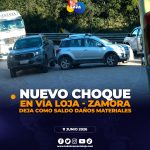 Accidente de tránsito en la vía Loja – Zamora deja daños materiales y generó congestión vehicular.