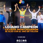 Jhon Alexander Calderón se corona Campeón Nacional de Ruta y pone en alto el nombre de Loja.