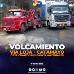Volcamiento de contenedor provocó cierre temporal de la vía Loja – Catamayo.