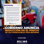 Gobierno anuncia reducción en el precio de los combustibles tras reformar el sistema de bandas.