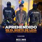 Operativo policial permitió recuperar una motocicleta robada en Loja y detener a un sospechoso