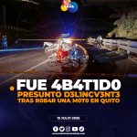 Presunto delincuente murió durante procedimiento policial tras persecución por el robo de una motocicleta en el norte de Quito.