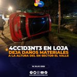 Vehículo terminó volcado tras accidente de tránsito, a la altura del sector del colegio Calasanz