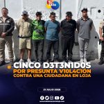 Cinco ciudadanos fueron aprehendidos en Loja por su presunta participación en un delito contra la integridad sexual