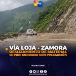 Caída de material pétreo en la vía Loja – Zamora