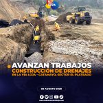 Paso controlado en la vía Loja – Catamayo por trabajos de construcción de drenajes