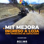 Avanzan trabajos de asfaltado en el ingreso a Loja previo a la llegada de la Virgen del Cisne.