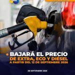 Gobierno anuncia nueva reducción en el precio de la gasolina Extra, Ecopaís y diésel desde el 12 de septiembre en Ecuador
