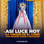 Así luce la Virgen de El Cisne, durante este 16 de septiembre en Loja.