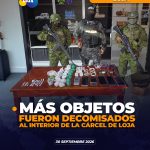 Decomisan objetos prohibidos tras operativo al interior de la cárcel de Loja