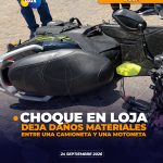 Accidente en Loja deja daños materiales a una motoneta