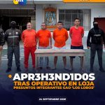 Presuntos integrantes de GAO ‘Los Lobos’ aprehendidos en Loja