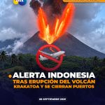 El Anak Krakatoa en erupción y paraliza el transporte aéreo en Indonesia