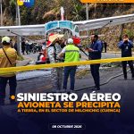 Avioneta se precipita a tierra en Milchichig, Cuenca, dejando dos personas heridas y provocando el cierre de la vía