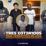 Tres ciudadanos fueron aprehendidos en dos operativos antidrogas ejecutados por la Policía Nacional en los sectores La Banda y San José, en Loja